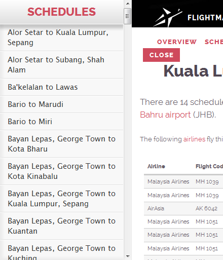 Malaysia flight schedules